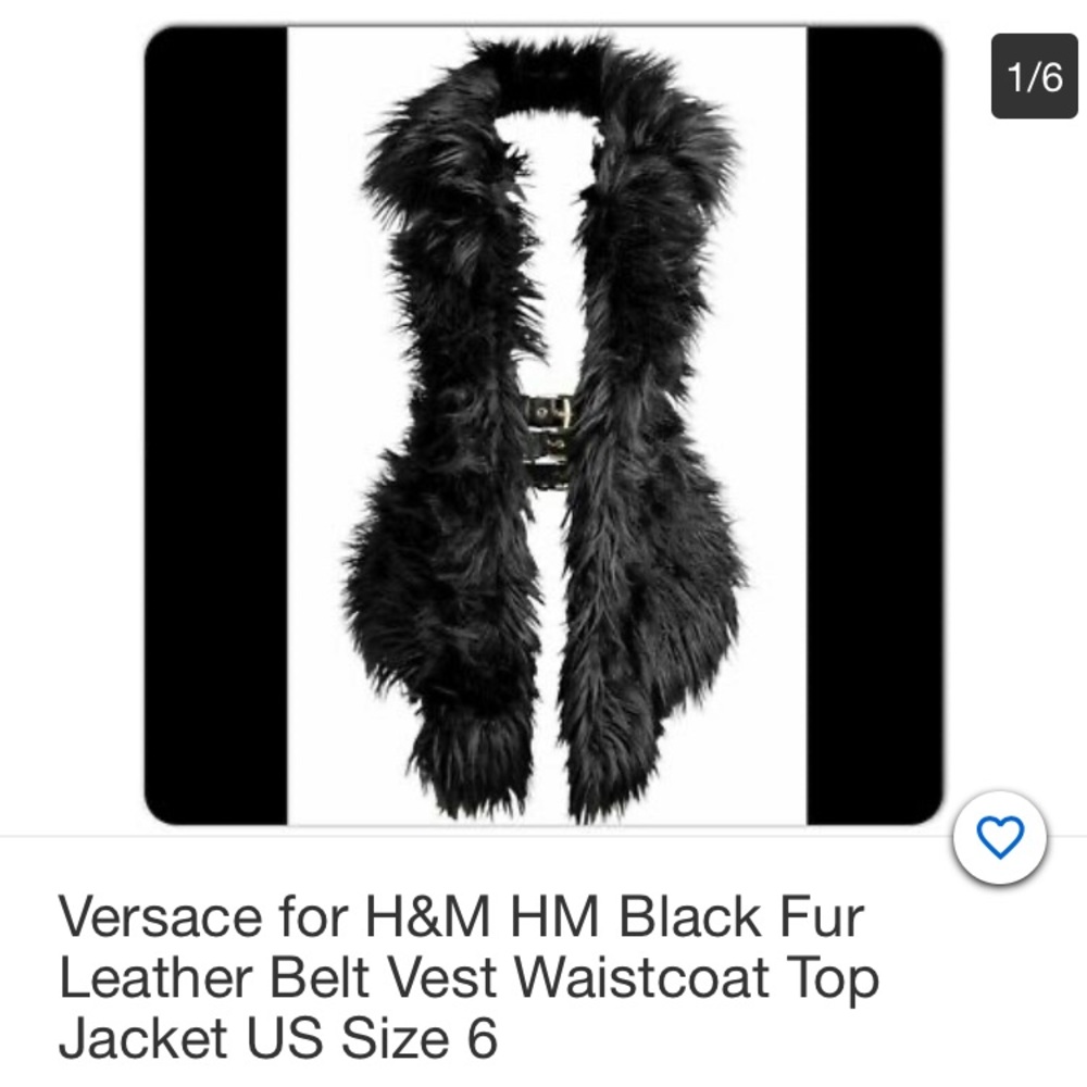 Versace & HM black faux fur vest
